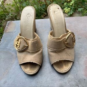 Vintage Chanel burlap like wedges